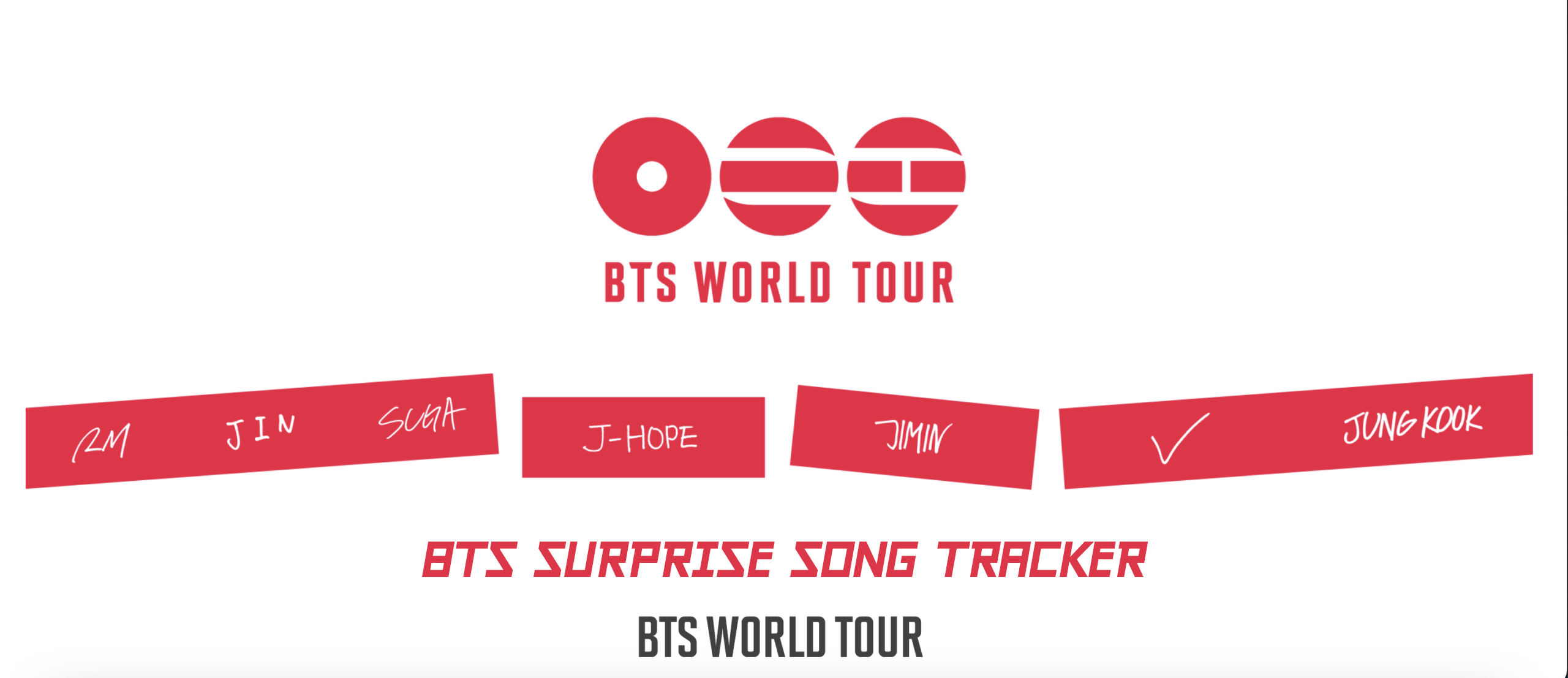 BTS Surprise Song Tracker of ARIRANG World Tour 2026