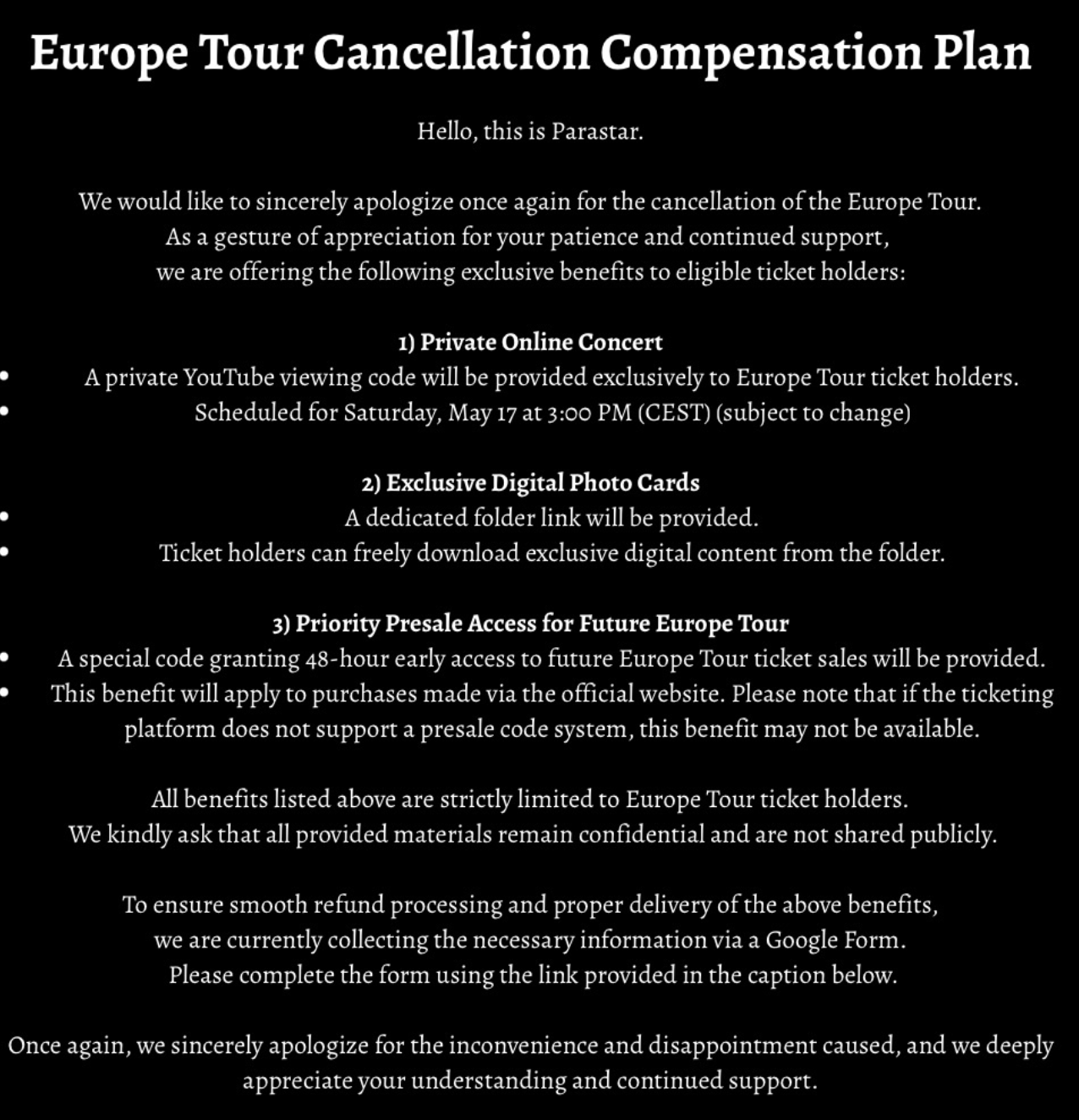 Big Ocean Europe Tour Cancellation Comensation
