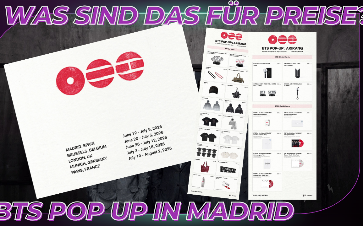 BTS POP UP MADRID Preisliste