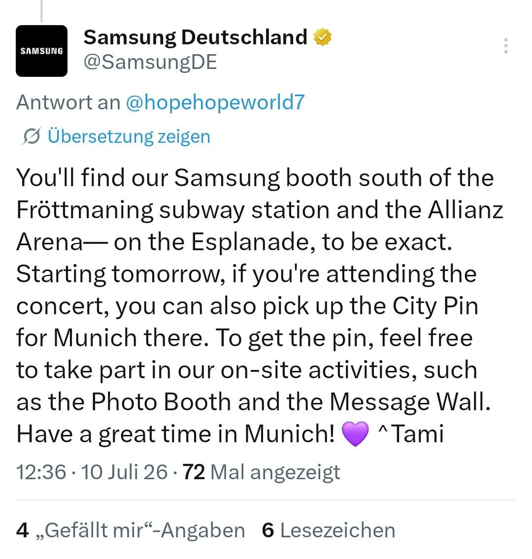 Samsung München BTS ARIRANG TOUR Info