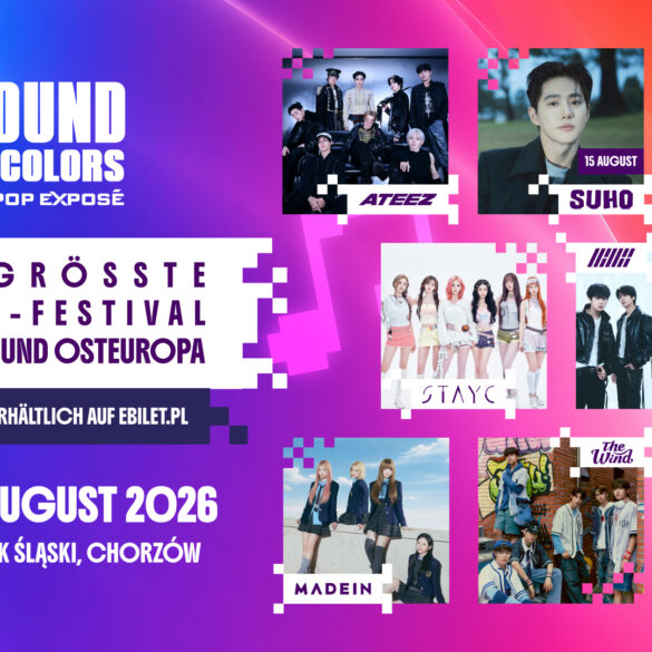 ATEEZ, TAEMIN, SUHO, iKON und STAYC live an einem Wochenende: Alle Infos zum Sound in Colors K-POP EXPOSÉ am 15. und 16. August 2026 in Chorzów, Polen.